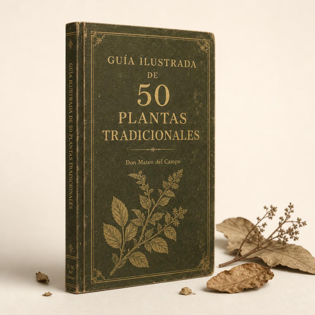 Mockup de la Guía Ilustrada de 50 Plantas Tradicionales